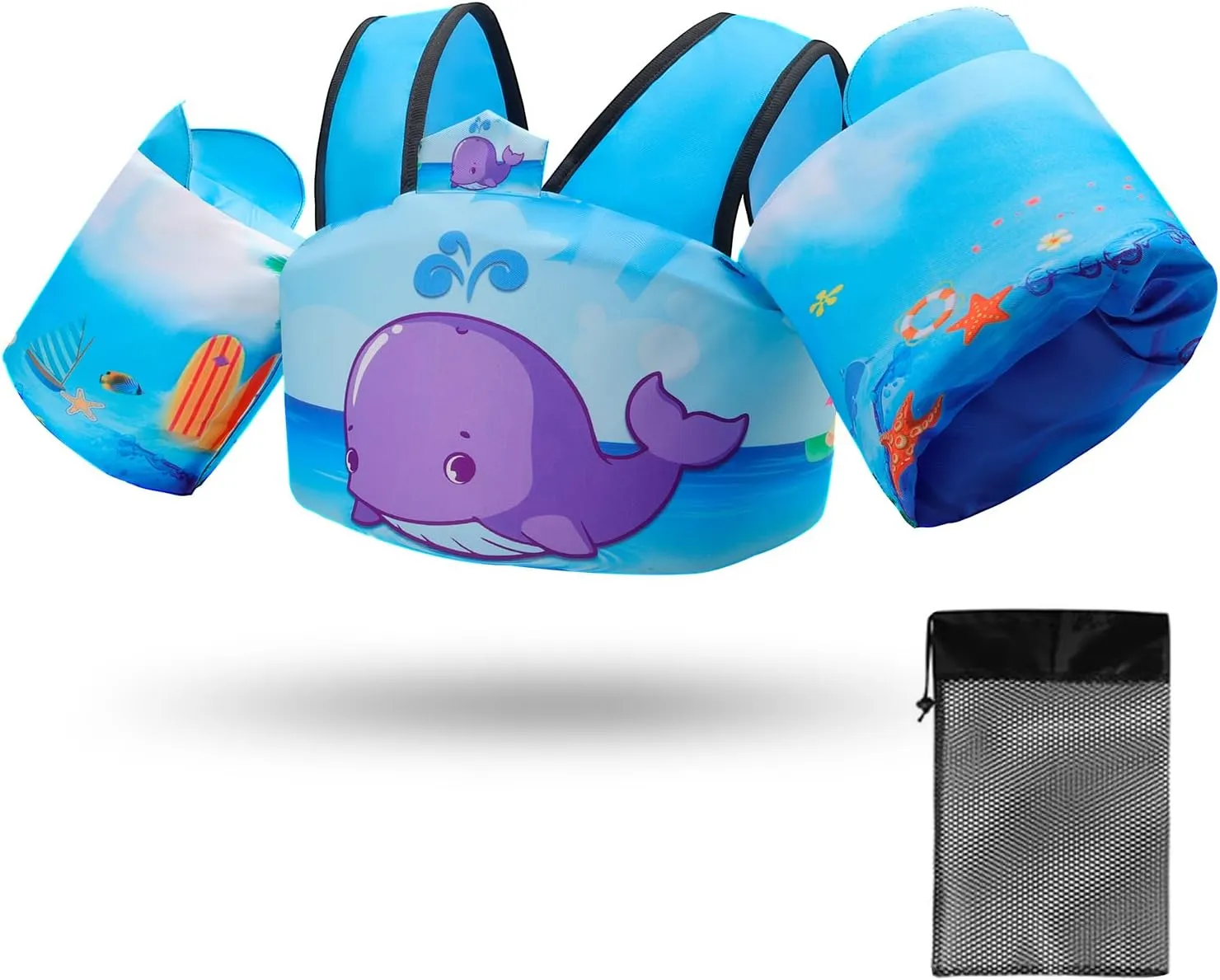 Elejolie Toddler Swim Vest for Child Learn Swiming Training,Infant Safety Swimmies Aid Jacket for Kids 2 3 4 5 6 Years Old,Arm Water Wings for Baby 22-66lbs