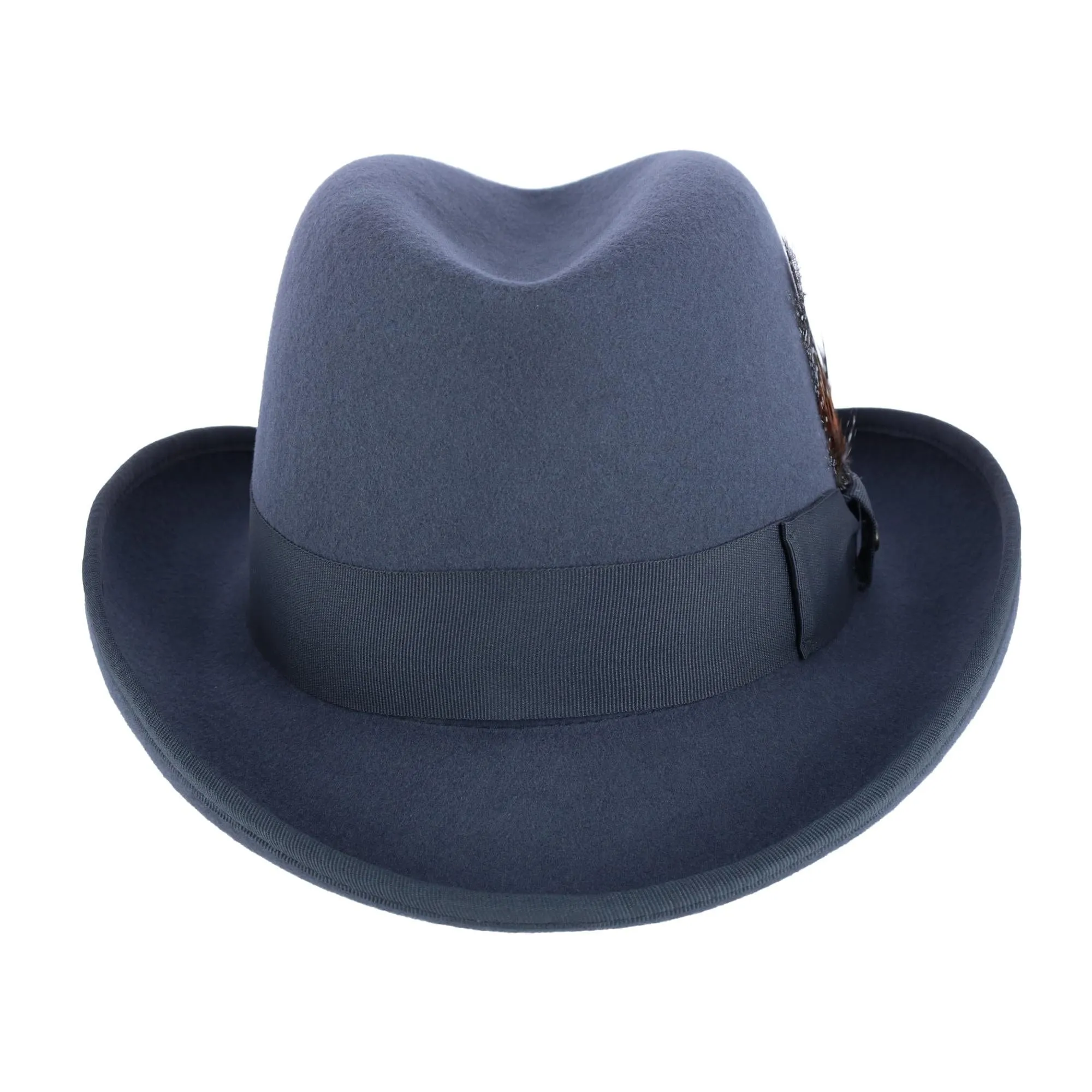 Epoch Hats Company Men's Wool Felt Homburg Godfather Hat with Feather