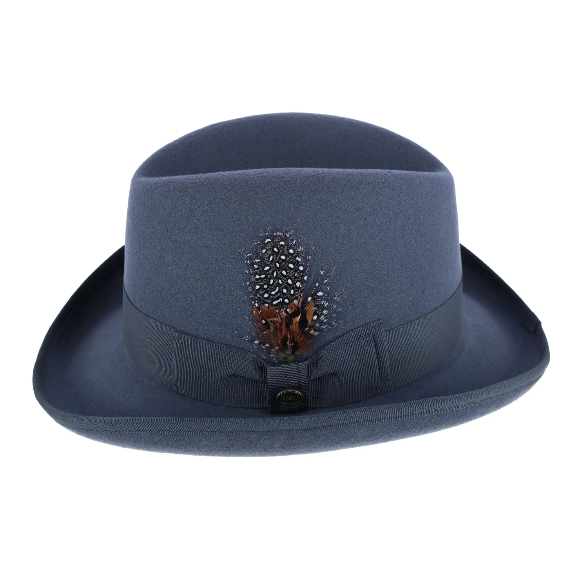 Epoch Hats Company Men's Wool Felt Homburg Godfather Hat with Feather