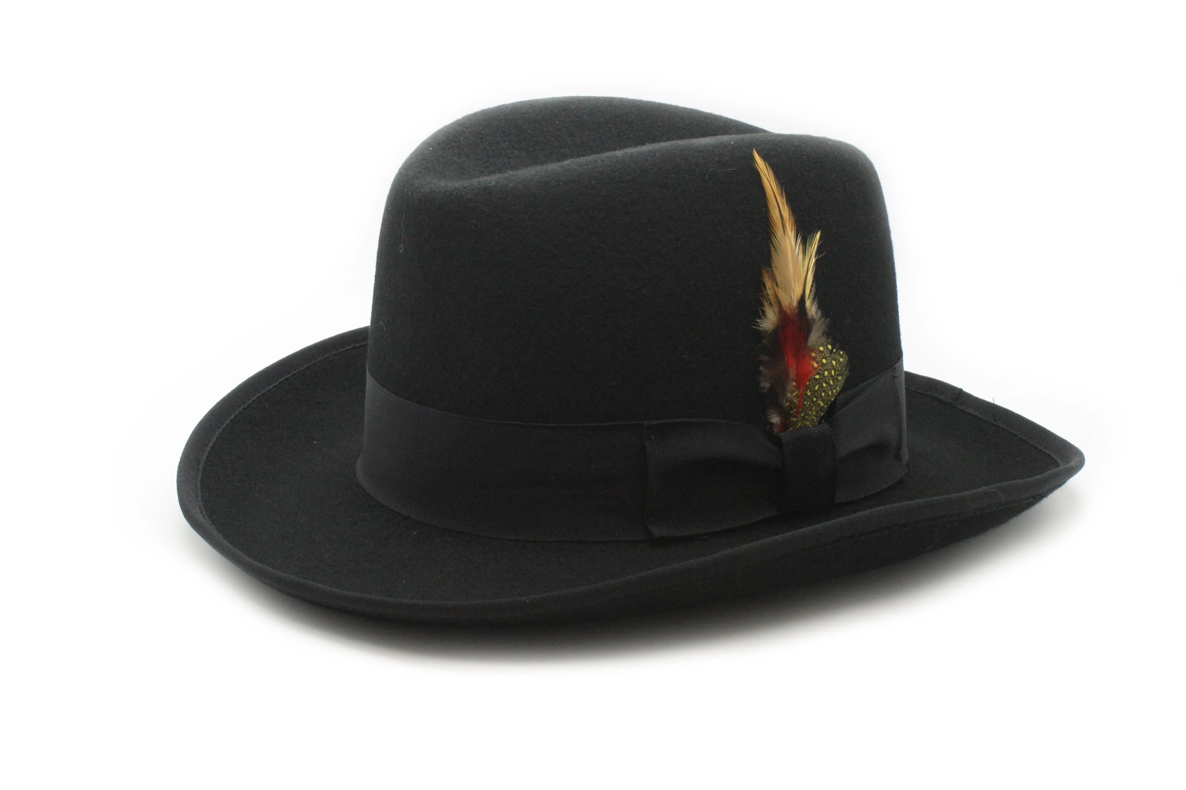 Ferrecci 100 % Wool Australian Firm Fur Felt Black Godfather Hat