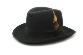 Ferrecci 100 % Wool Australian Firm Fur Felt Black Godfather Hat