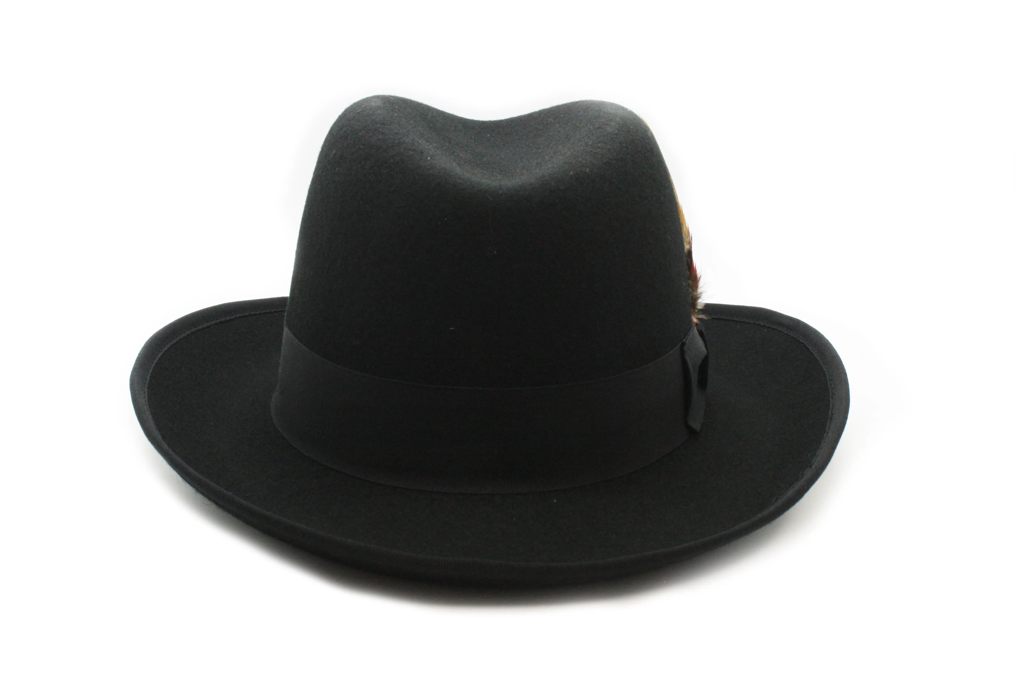 Ferrecci 100 % Wool Australian Firm Fur Felt Black Godfather Hat