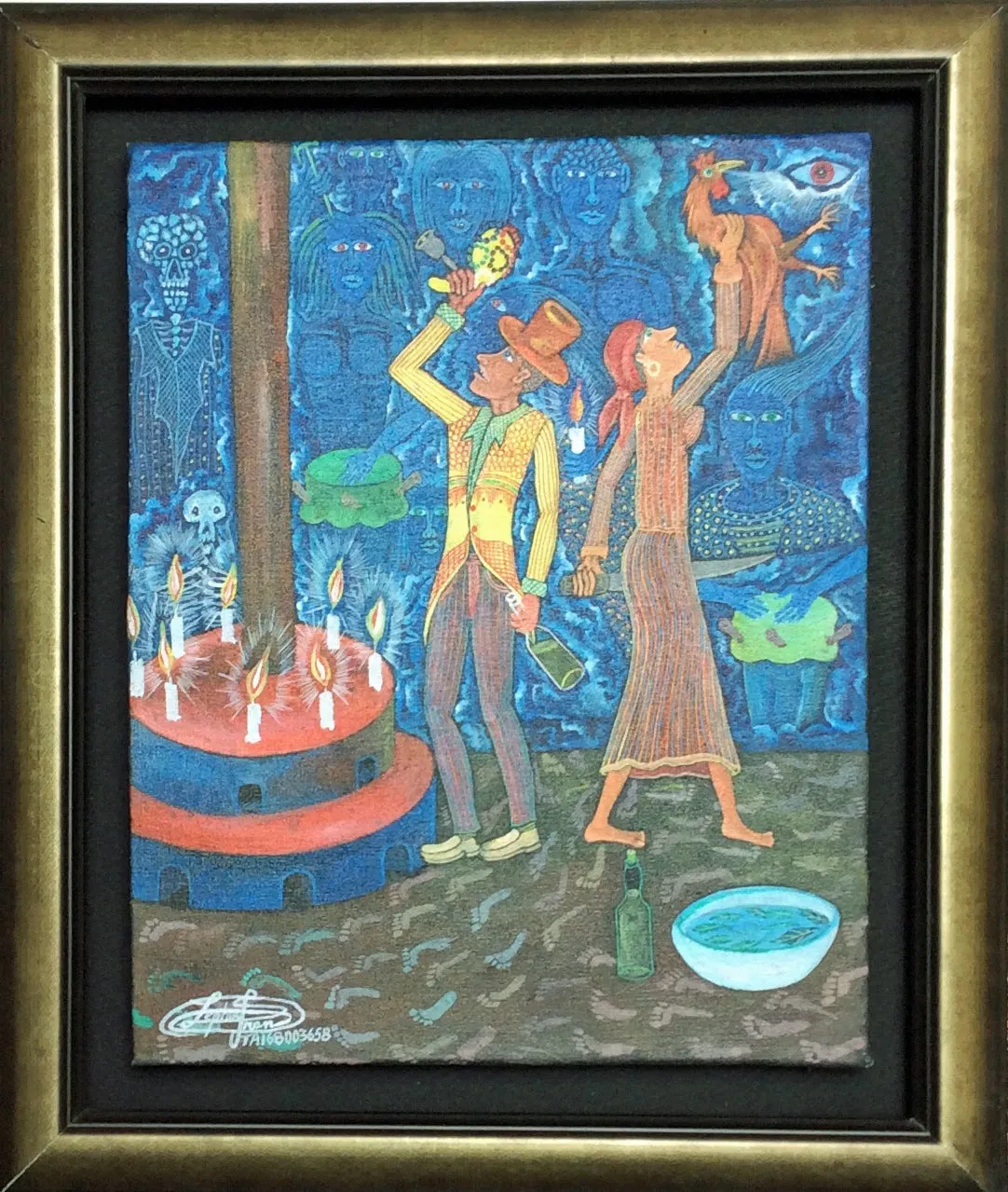 Frantz Zephirin 10"x8" Voodoo Ceremony 2018 Oil on Canvas #1MFN
