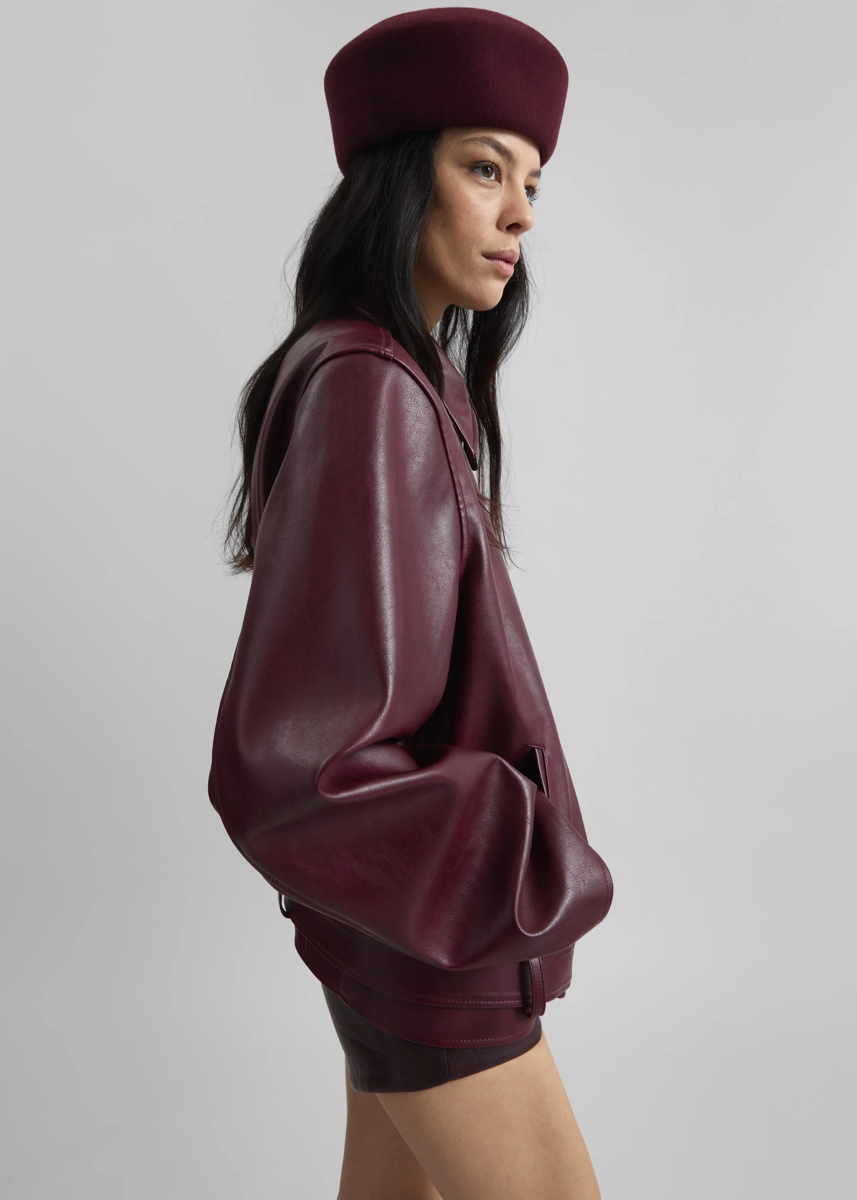 Garbo Pillbox Hat - Burgundy