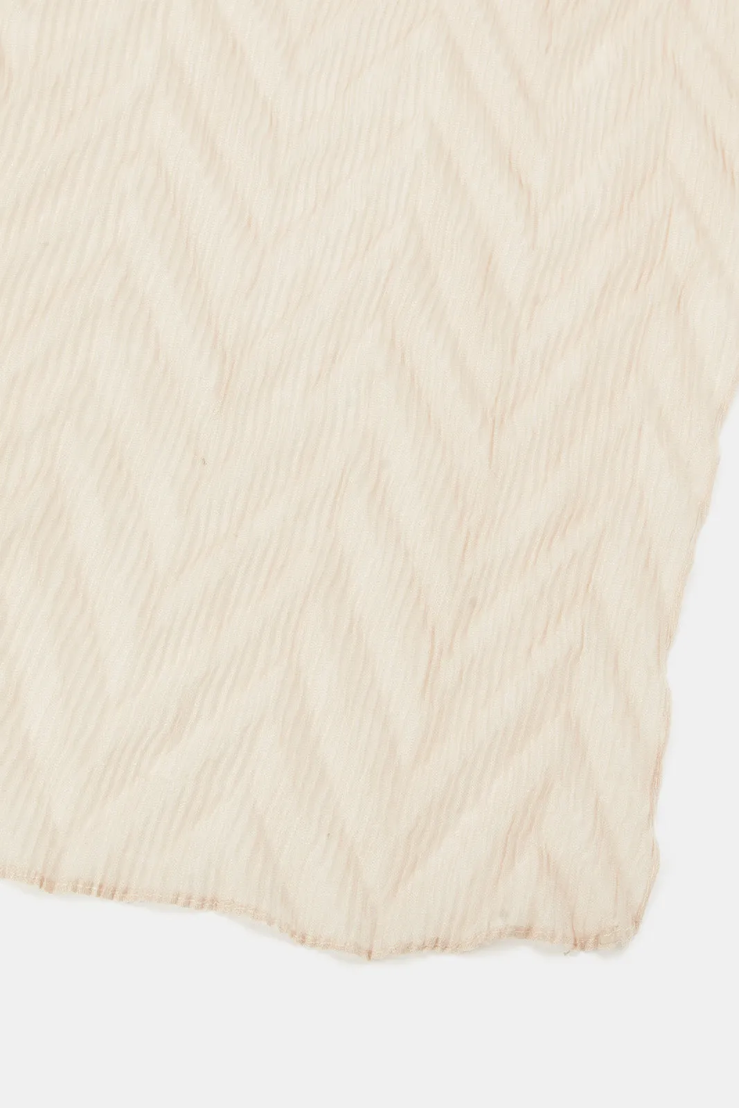 Girls Beige Crinkle Scarf