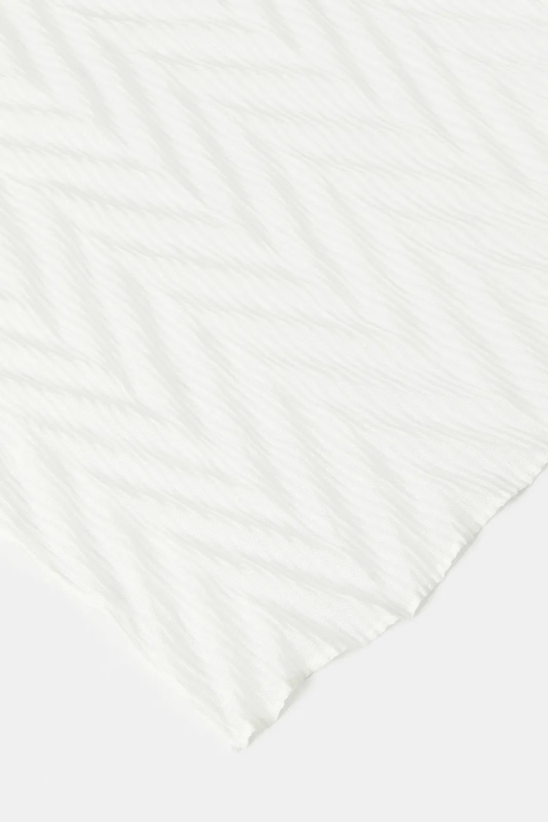 Girls White Crinkle Scarf