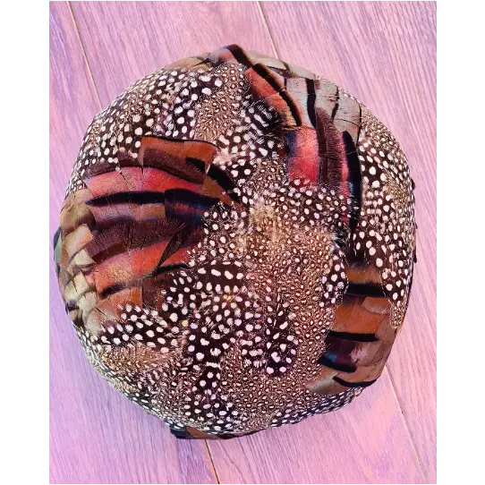 Gorgeous Vintage Pheasant Feather Pillbox Hat Polka Dot Feathers and Iridescent 1950s O/S Cocktail  Hat