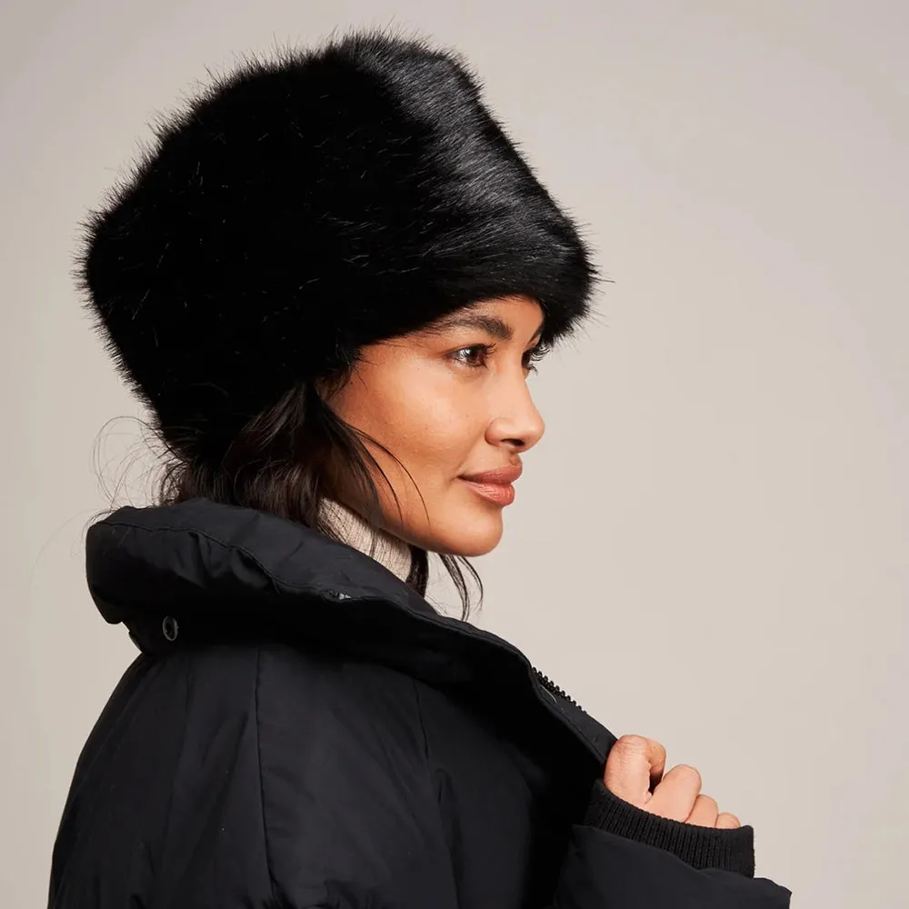 Helen Moore Womens Faux Fur Winter Pillbox Hat - Black
