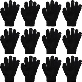 HiFEN® 12 Pairs Kids Magic Gloves Stretchy Winter Warm Magic Gloves kids Full Finger Thermal Gloves Kids For Boys Girls One Size