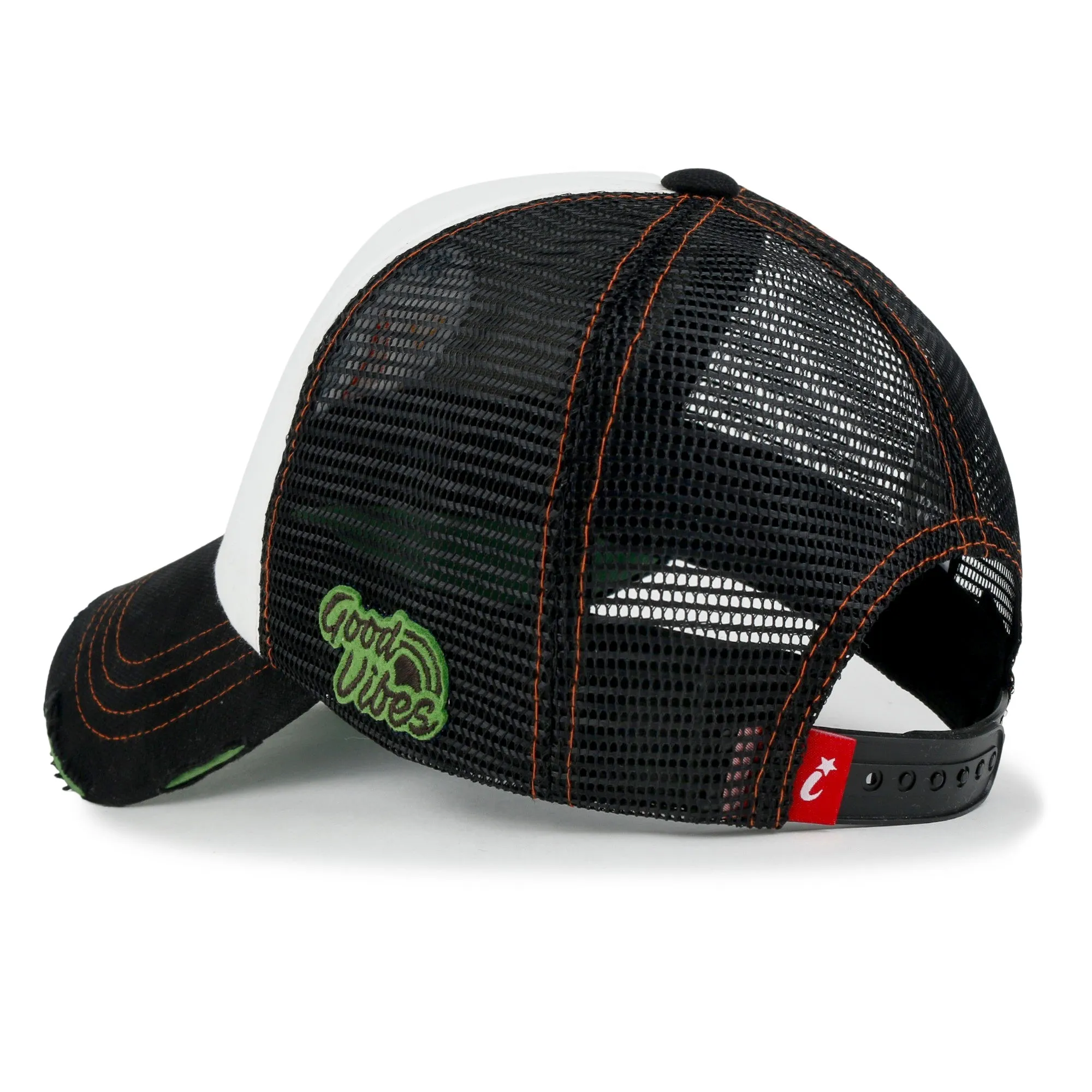 ililily Retro Embroidery Baseball Cap Vintage Distressed Cotton Sponge Trucker Hat
