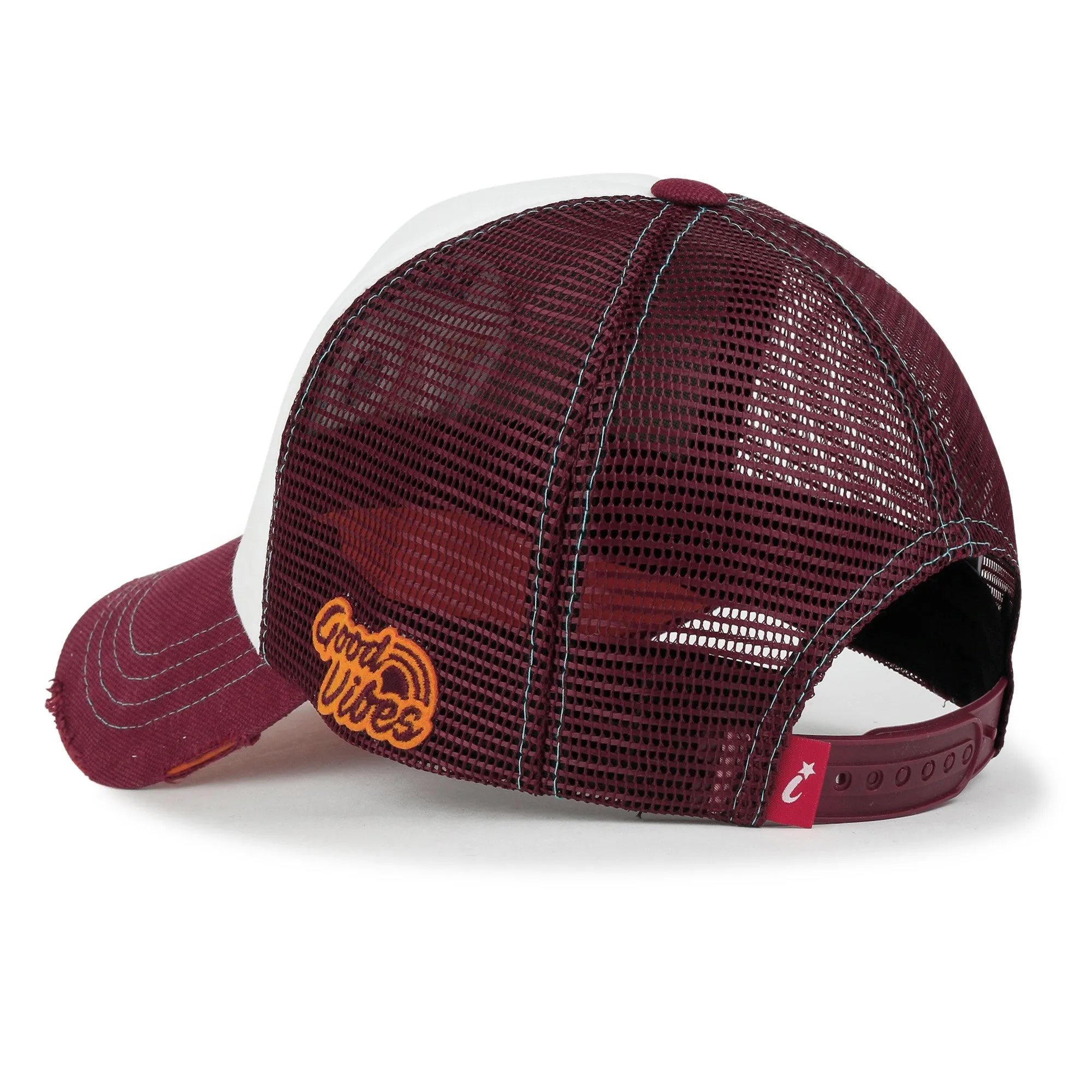 ililily Retro Embroidery Baseball Cap Vintage Distressed Cotton Sponge Trucker Hat