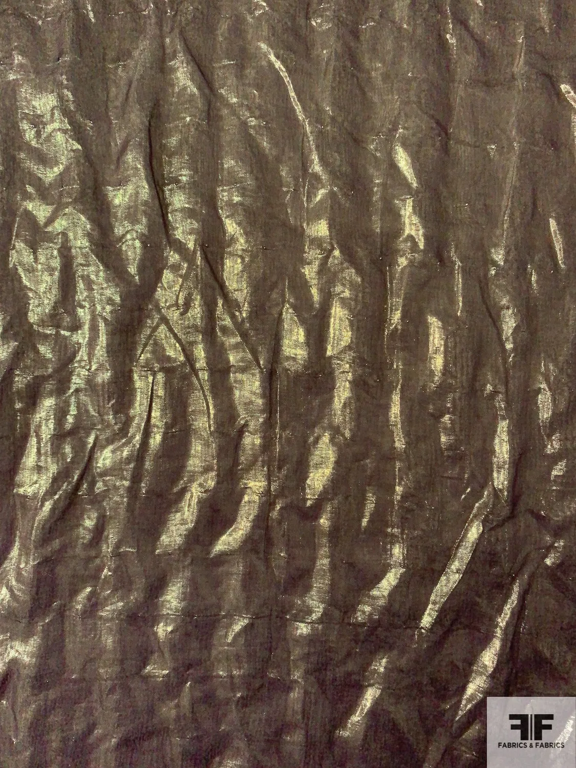 Italian 2-Ply Stitched Lamé on Silk Chiffon - Gold / Dusty Purple