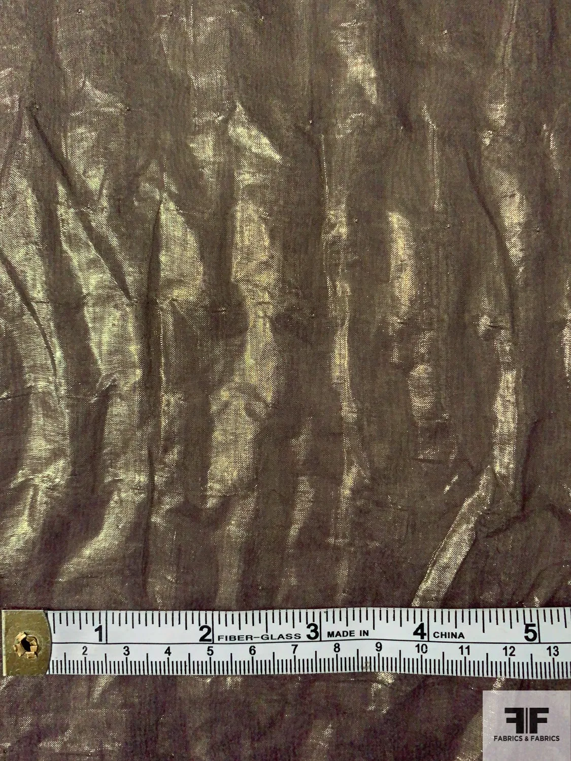 Italian 2-Ply Stitched Lamé on Silk Chiffon - Gold / Dusty Purple