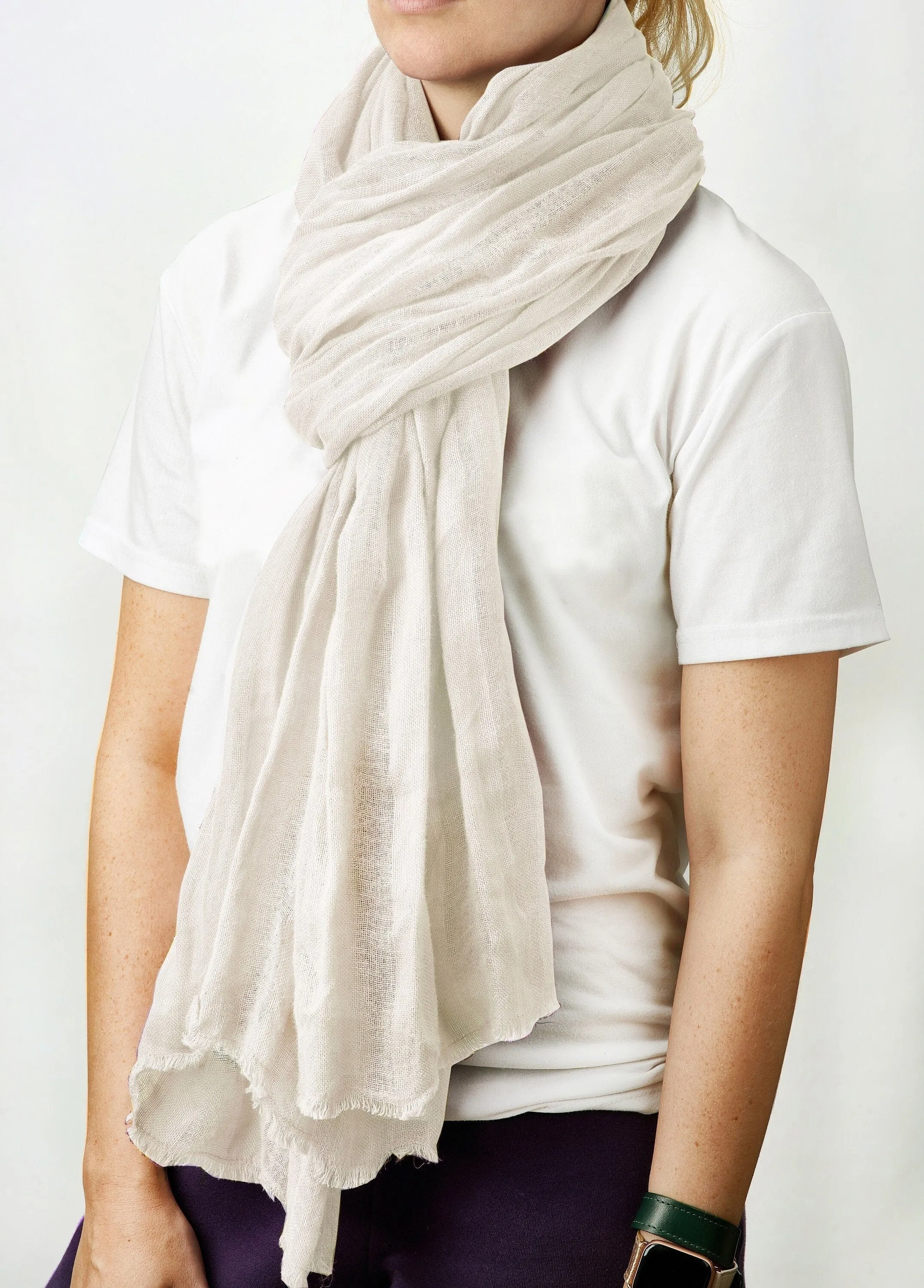 Ivory linen scarf