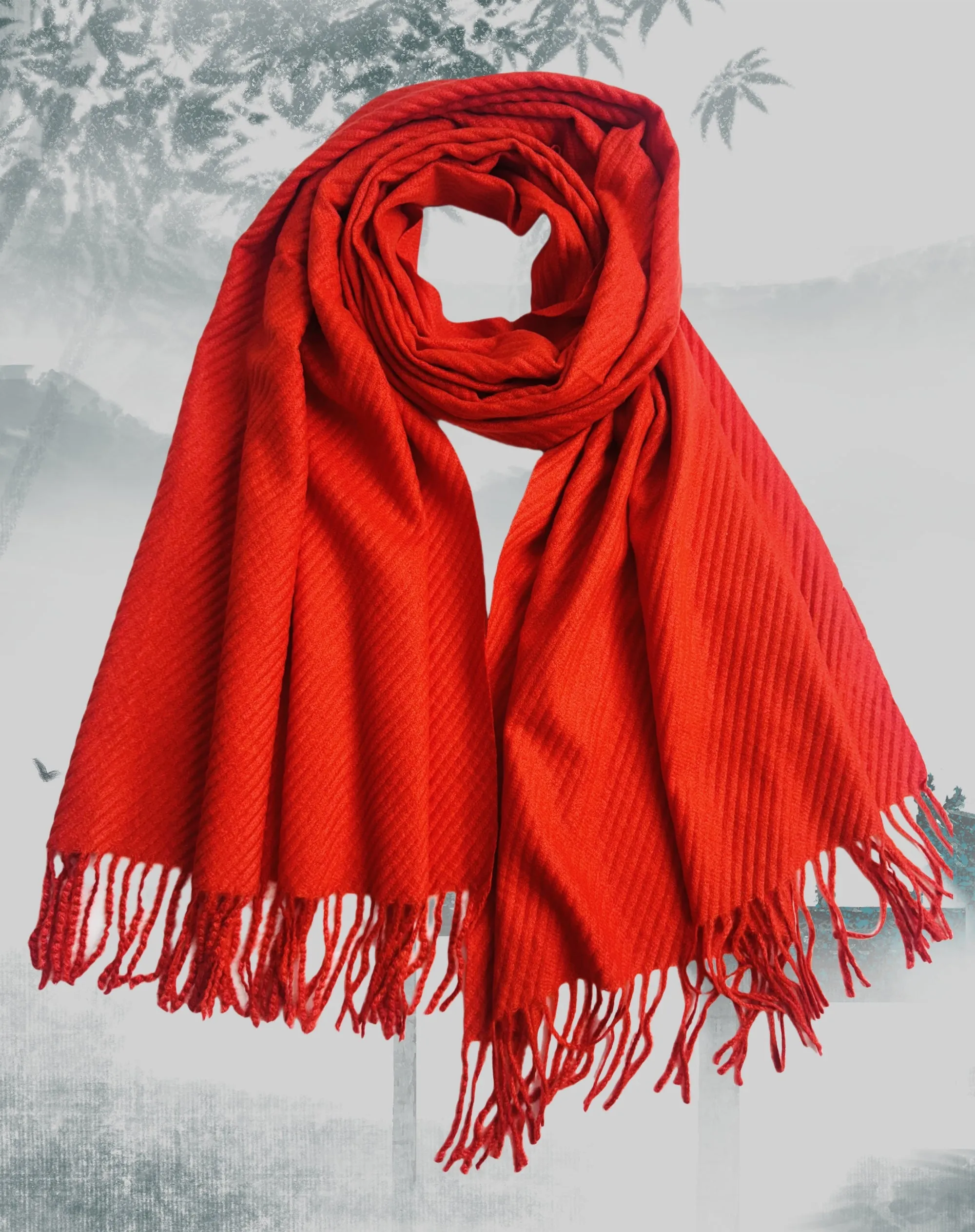 JC021031 Luxuriously Soft Herringbone Crinkled Scarf