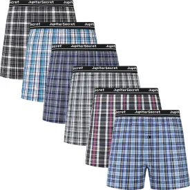 JupiterSecret Men's Underwear Woven Boxers for Men Pack Cotton Boxer Shorts Elastic Waistband