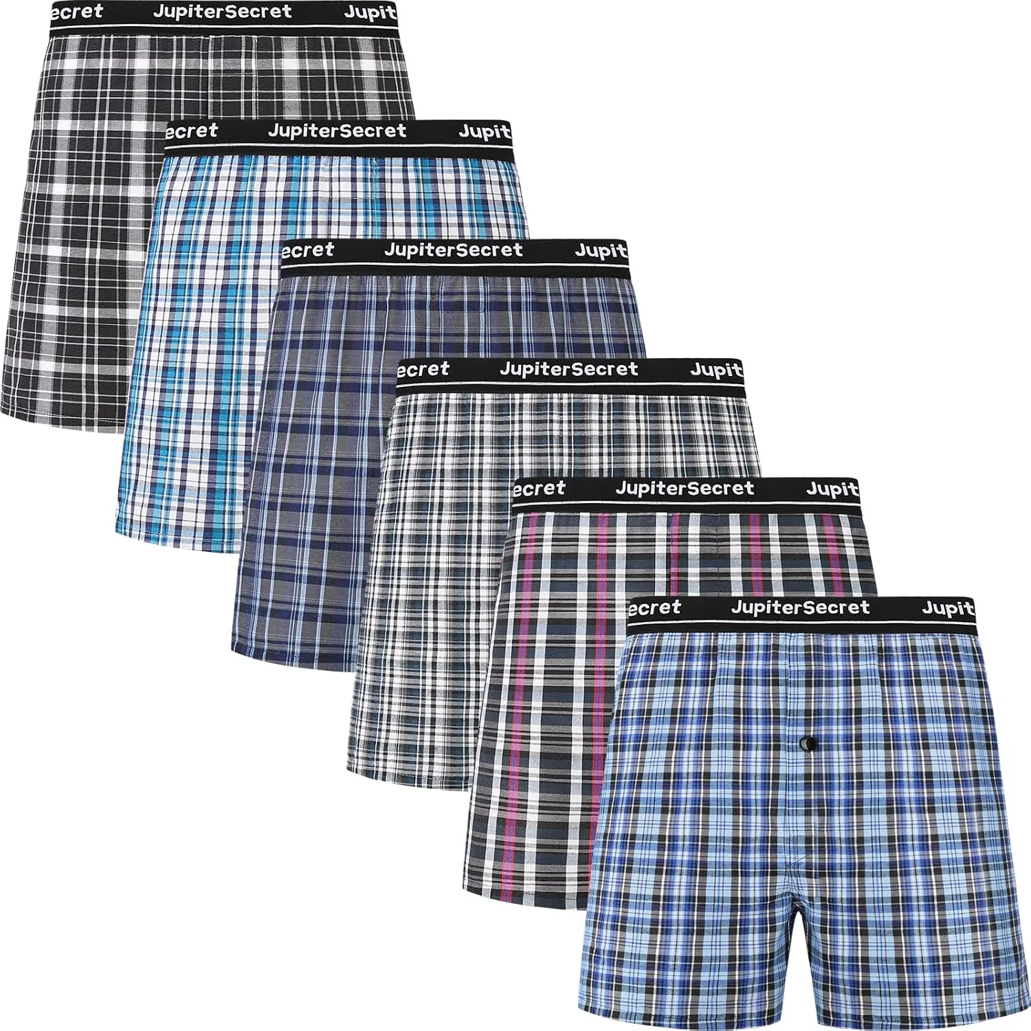 JupiterSecret Men's Underwear Woven Boxers for Men Pack Cotton Boxer Shorts Elastic Waistband