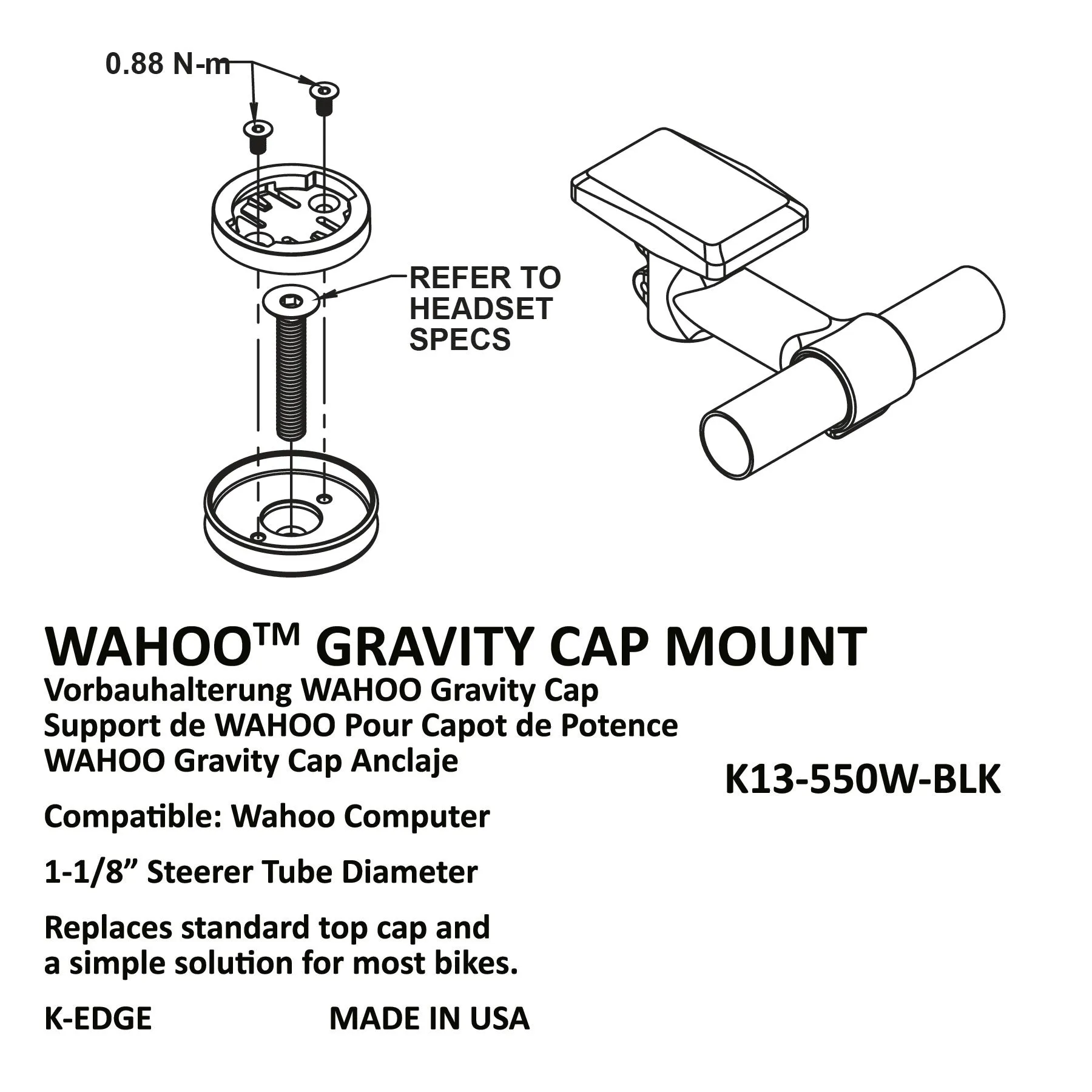K-Edge Wahoo Gravity Stem Mount