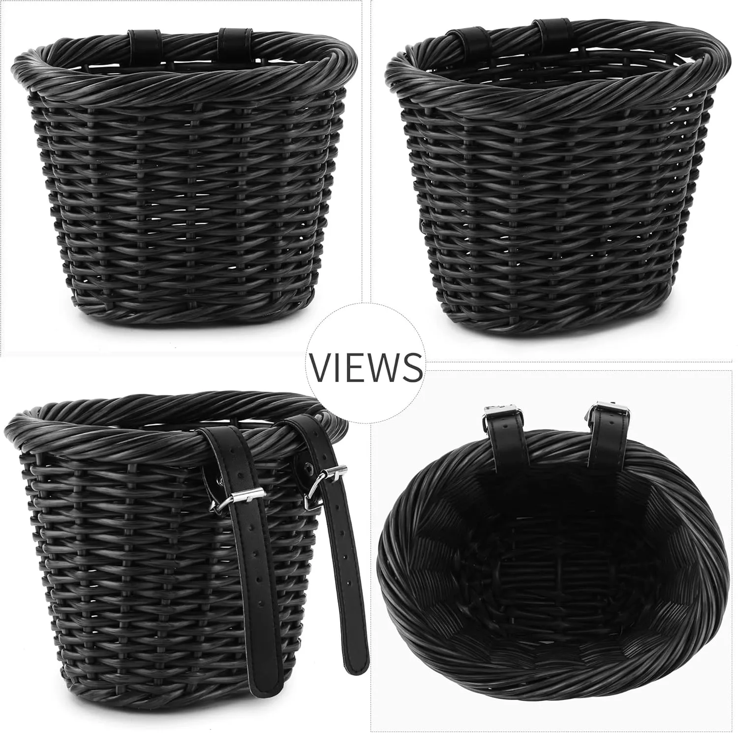 Kid's Bike Basket for Girls Front Bike Accessories Small Woven Wicker Cruiser Bicycle Basket with Handlebar Streamers Bell Boys16 Bike Girls Cycling Ages 3-13