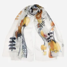 Lido - Modal Linen Scarf/Shawl - Ochre and Tangerine