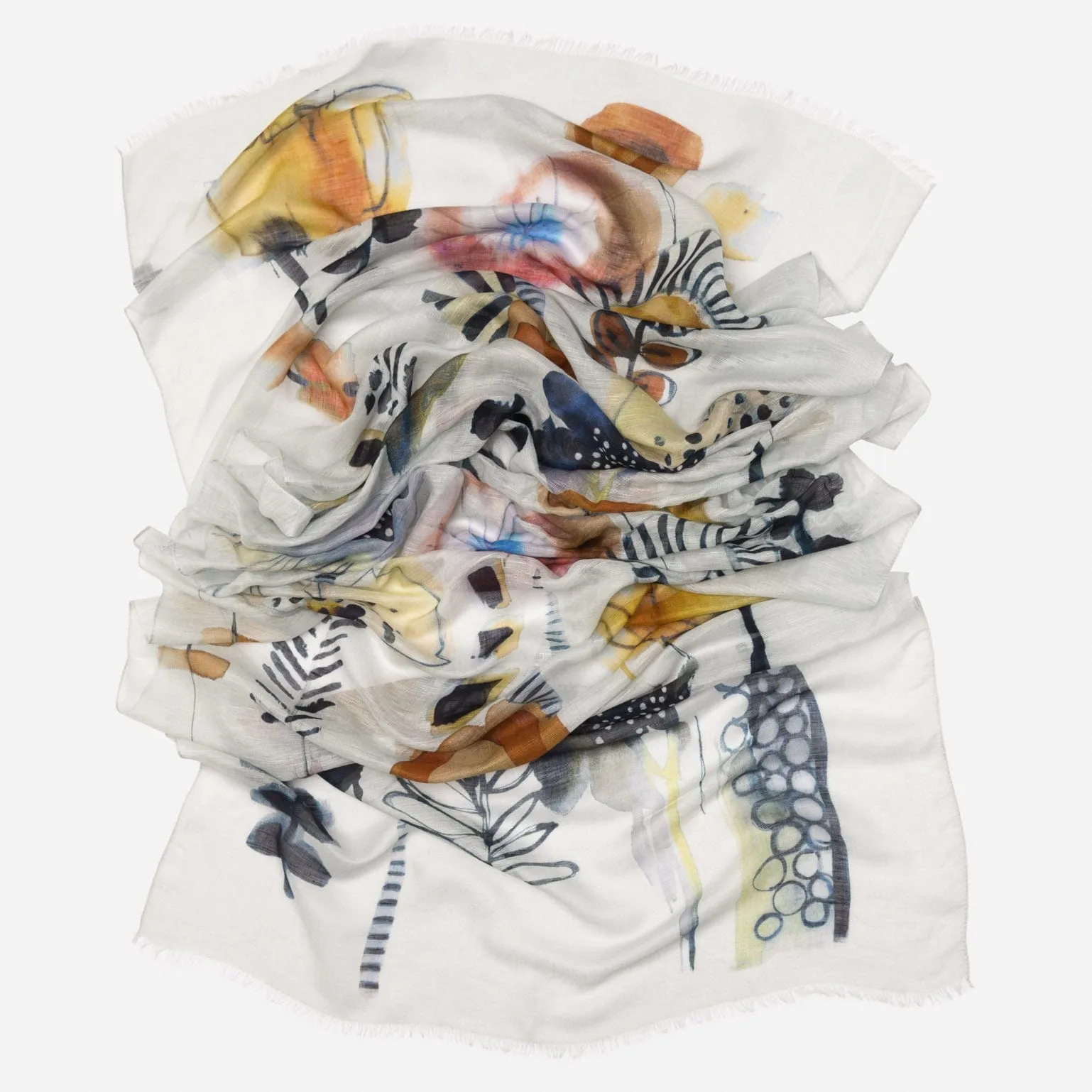 Lido - Modal Linen Scarf/Shawl - Ochre and Tangerine