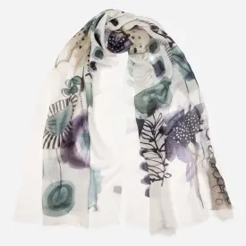 Lido - Modal Linen Scarf/Shawl - Plum and Petrol Blue