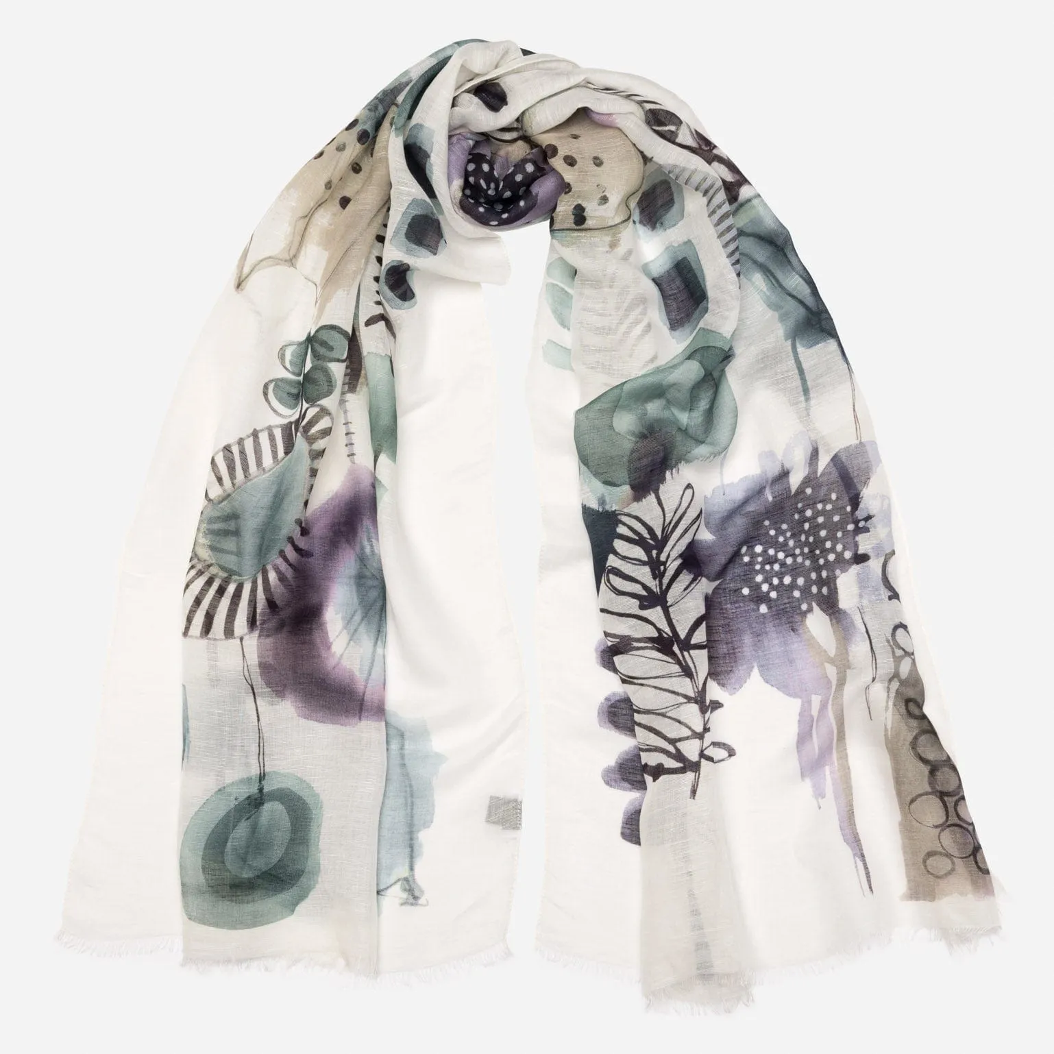 Lido - Modal Linen Scarf/Shawl - Plum and Petrol Blue