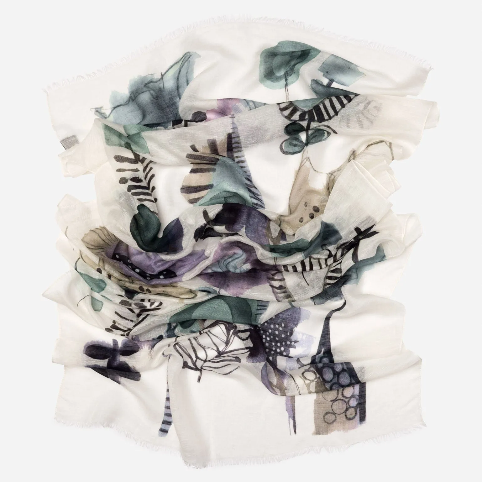 Lido - Modal Linen Scarf/Shawl - Plum and Petrol Blue