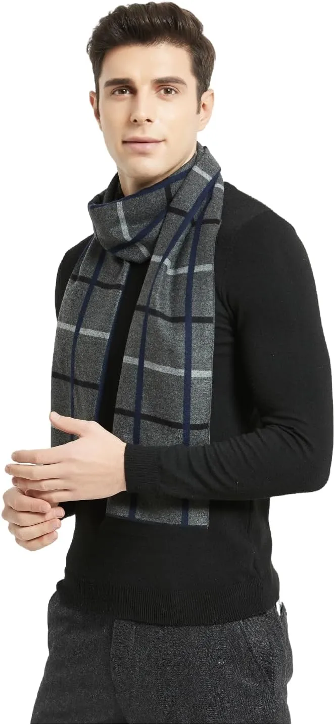 Mens Classic Winter Scarf Cashmere Winter Scarves Long Plain Fashion Formal Soft Scarf for Men