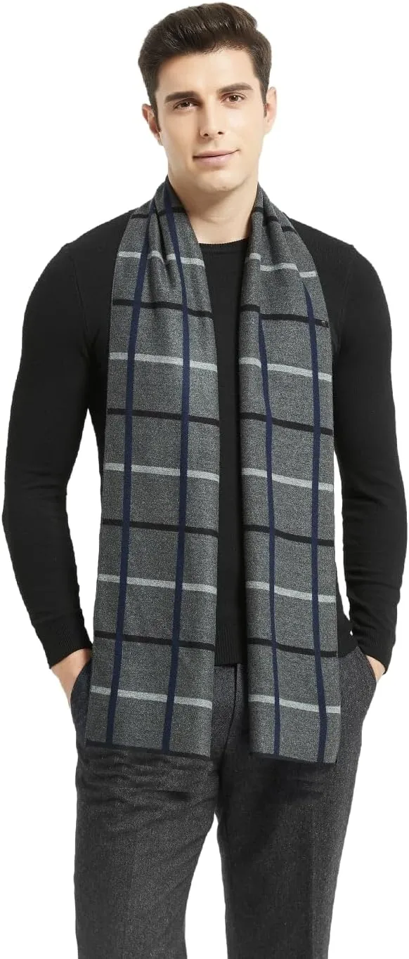 Mens Classic Winter Scarf Cashmere Winter Scarves Long Plain Fashion Formal Soft Scarf for Men