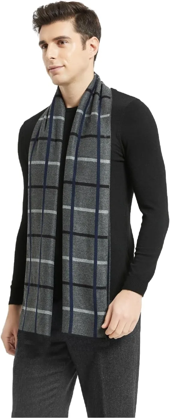 Mens Classic Winter Scarf Cashmere Winter Scarves Long Plain Fashion Formal Soft Scarf for Men