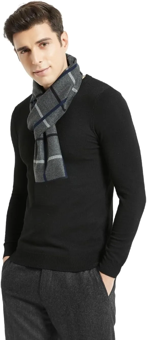 Mens Classic Winter Scarf Cashmere Winter Scarves Long Plain Fashion Formal Soft Scarf for Men