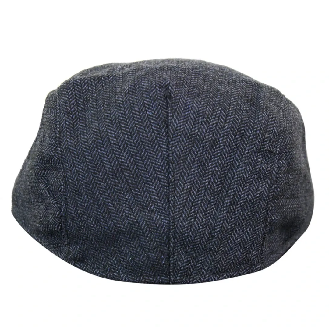 Men's Herringbone Hat Tweed Wool Check Grandad Flat Caps