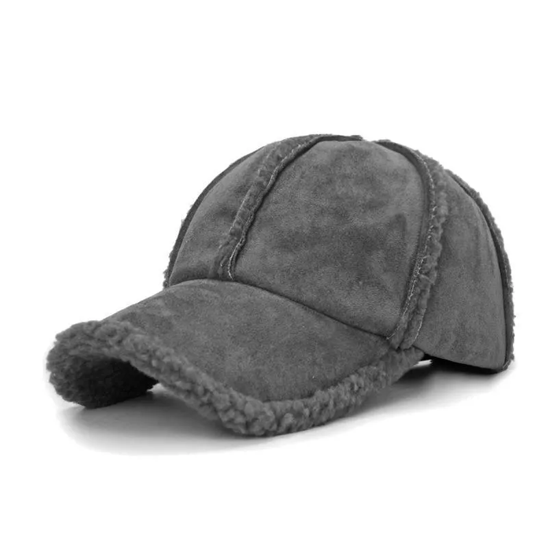 Men's Retro Casual Solid Color Lambskin Cap 37564323TO