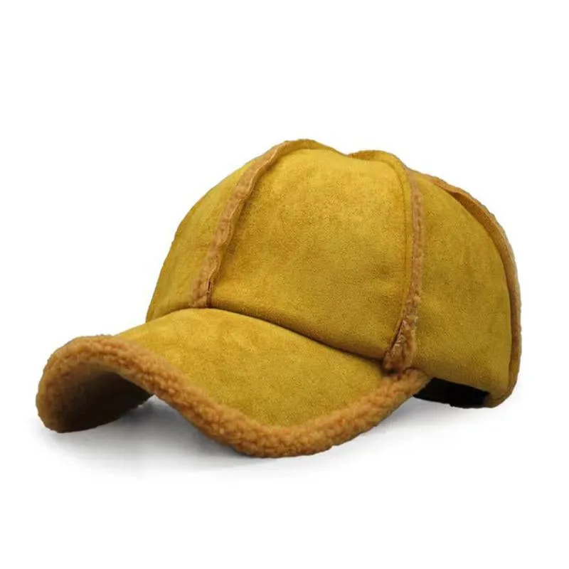 Men's Retro Casual Solid Color Lambskin Cap 37564323TO