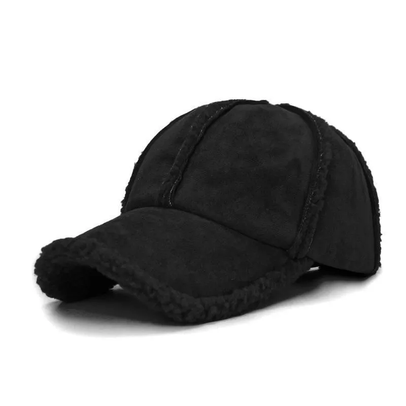 Men's Retro Casual Solid Color Lambskin Cap 37564323TO