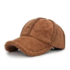 Men's Retro Casual Solid Color Lambskin Cap 37564323TO