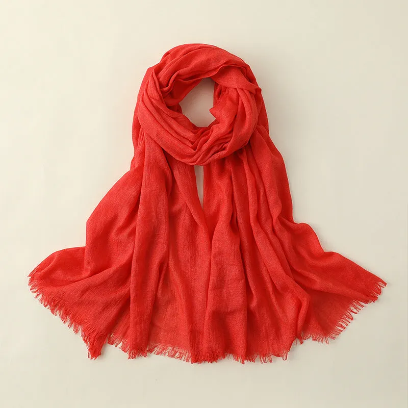 MM02 Women's solid color cotton and linen scarf