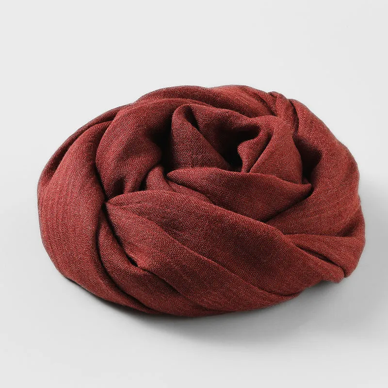MM02 Women's solid color cotton and linen scarf