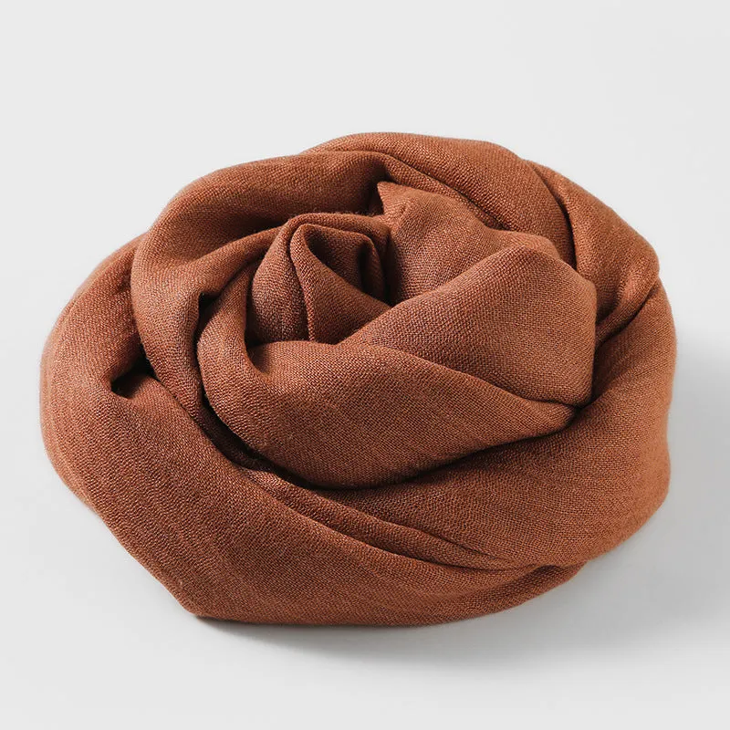 MM02 Women's solid color cotton and linen scarf