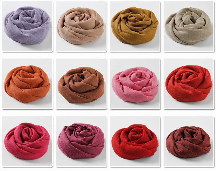 MM02 Women's solid color cotton and linen scarf