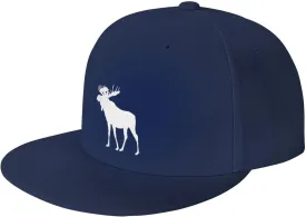 Moose Flat Bill Hat Unisex Fashion Adjustable Flat Brim Hat Black