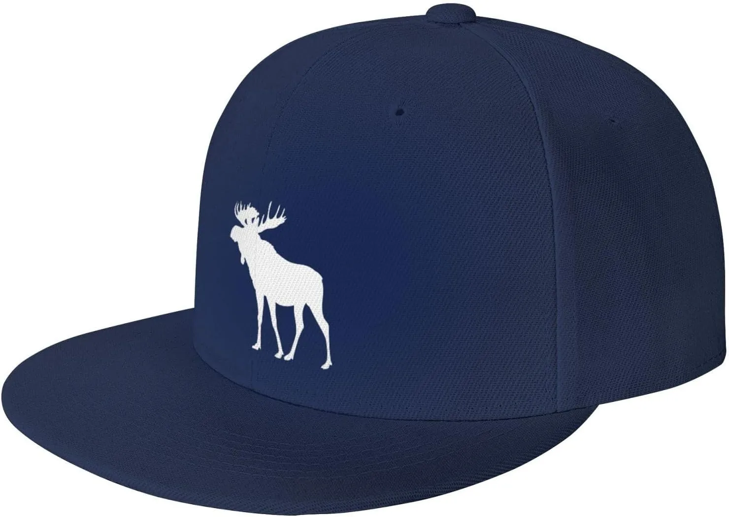 Moose Flat Bill Hat Unisex Fashion Adjustable Flat Brim Hat Black