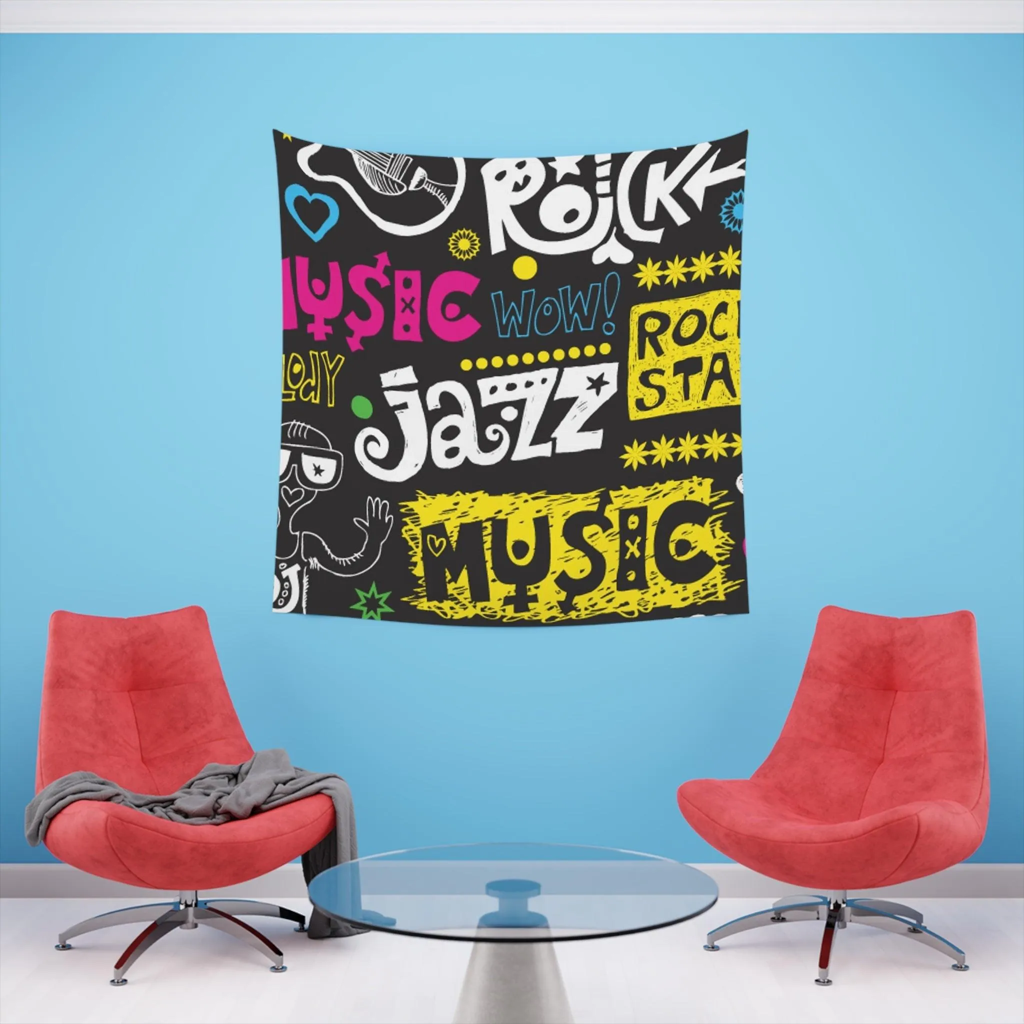 Music Graphic Printed Wall Tapestry
