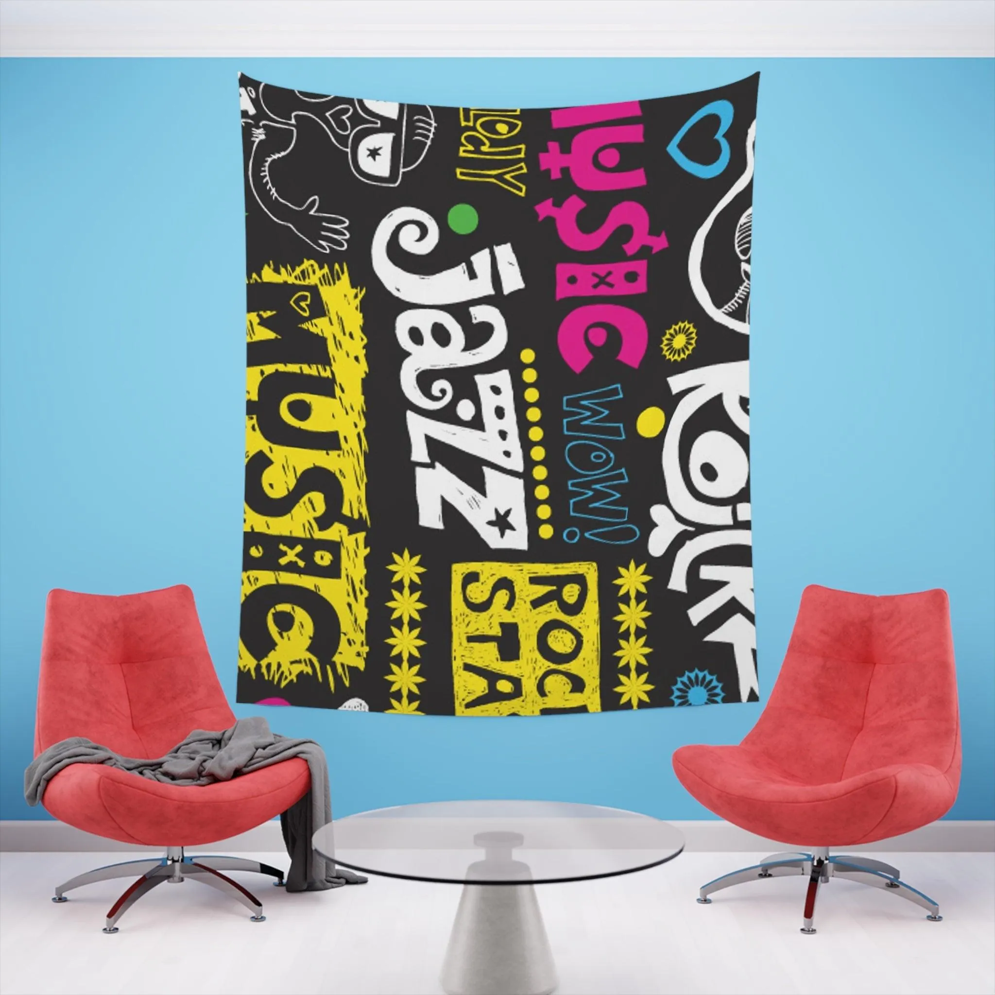 Music Graphic Printed Wall Tapestry