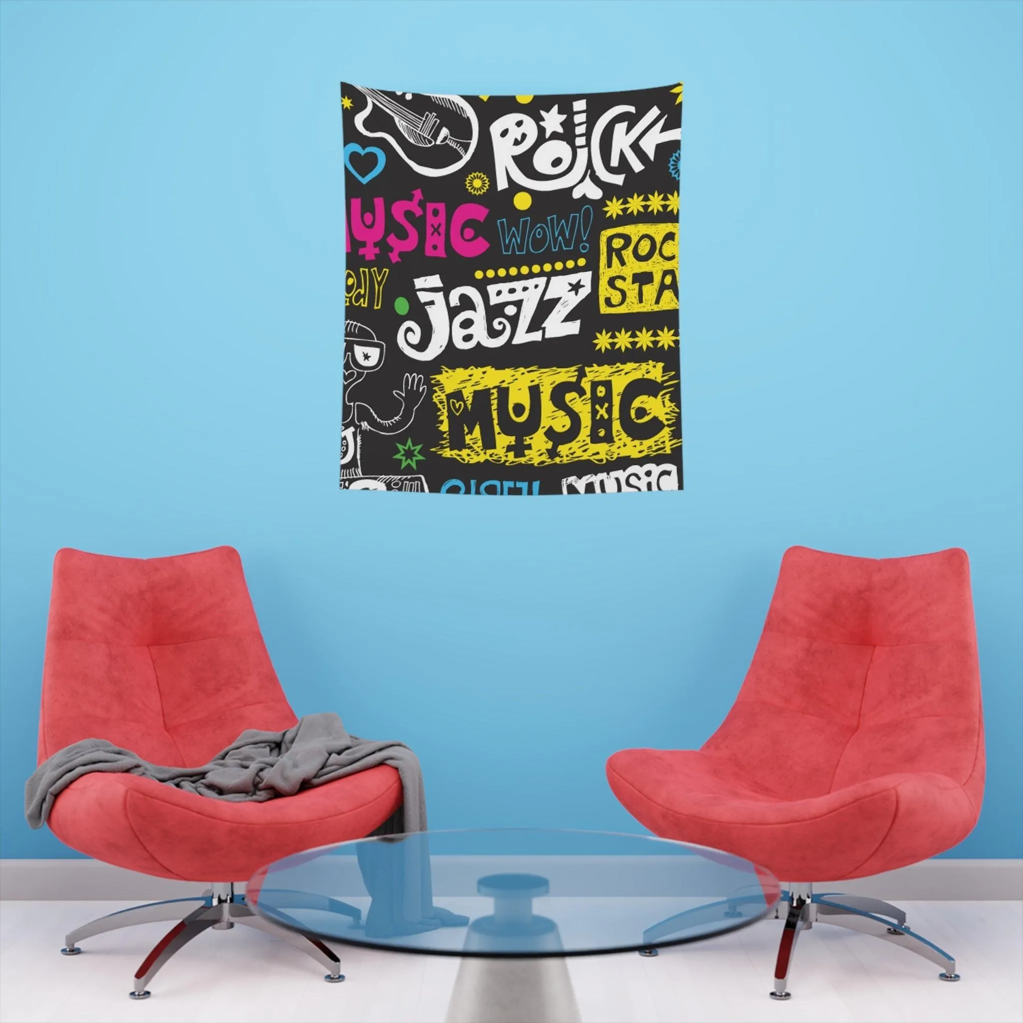 Music Graphic Printed Wall Tapestry