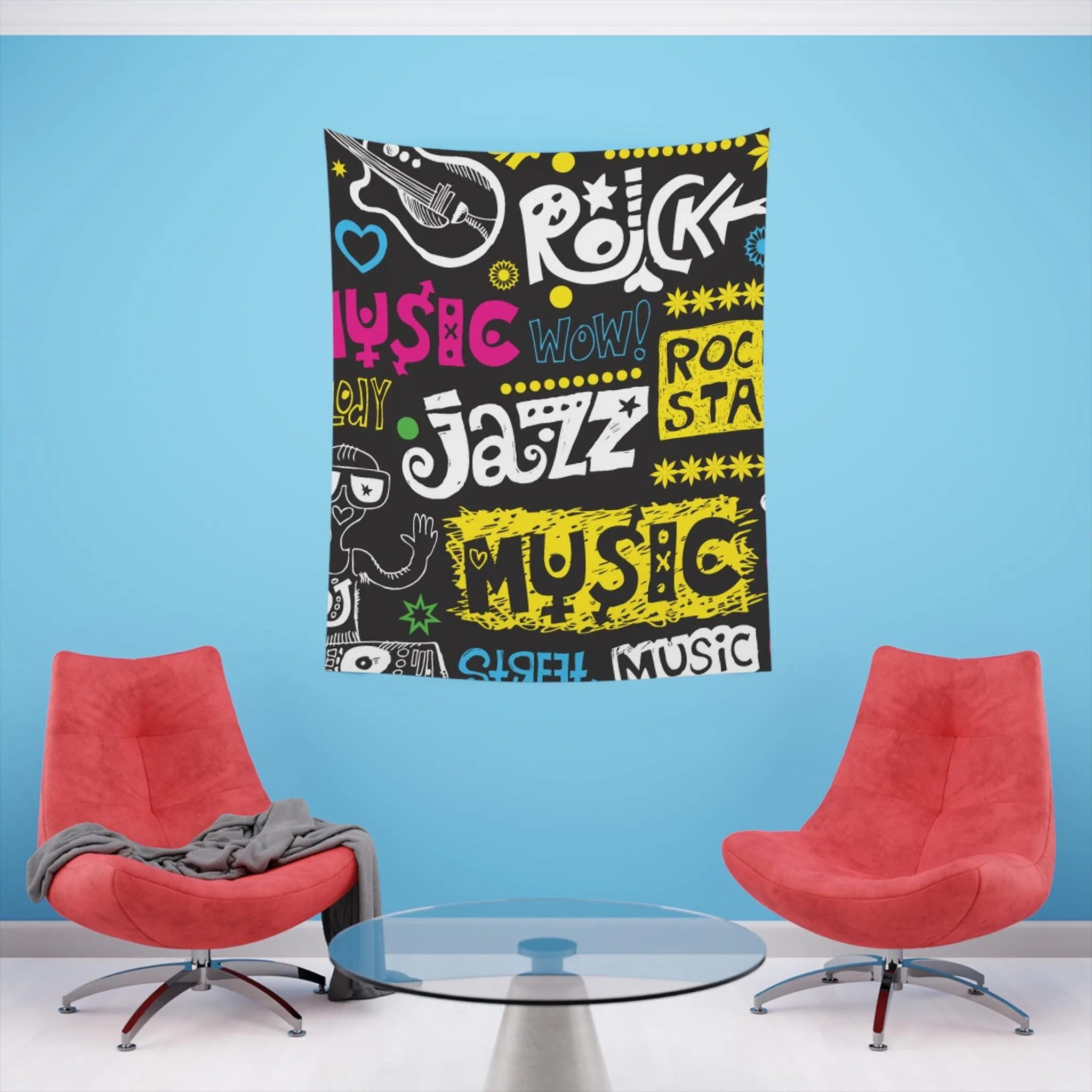 Music Graphic Printed Wall Tapestry