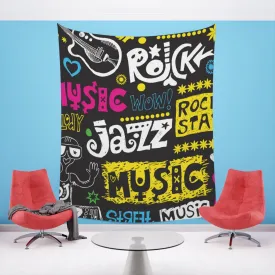 Music Graphic Printed Wall Tapestry