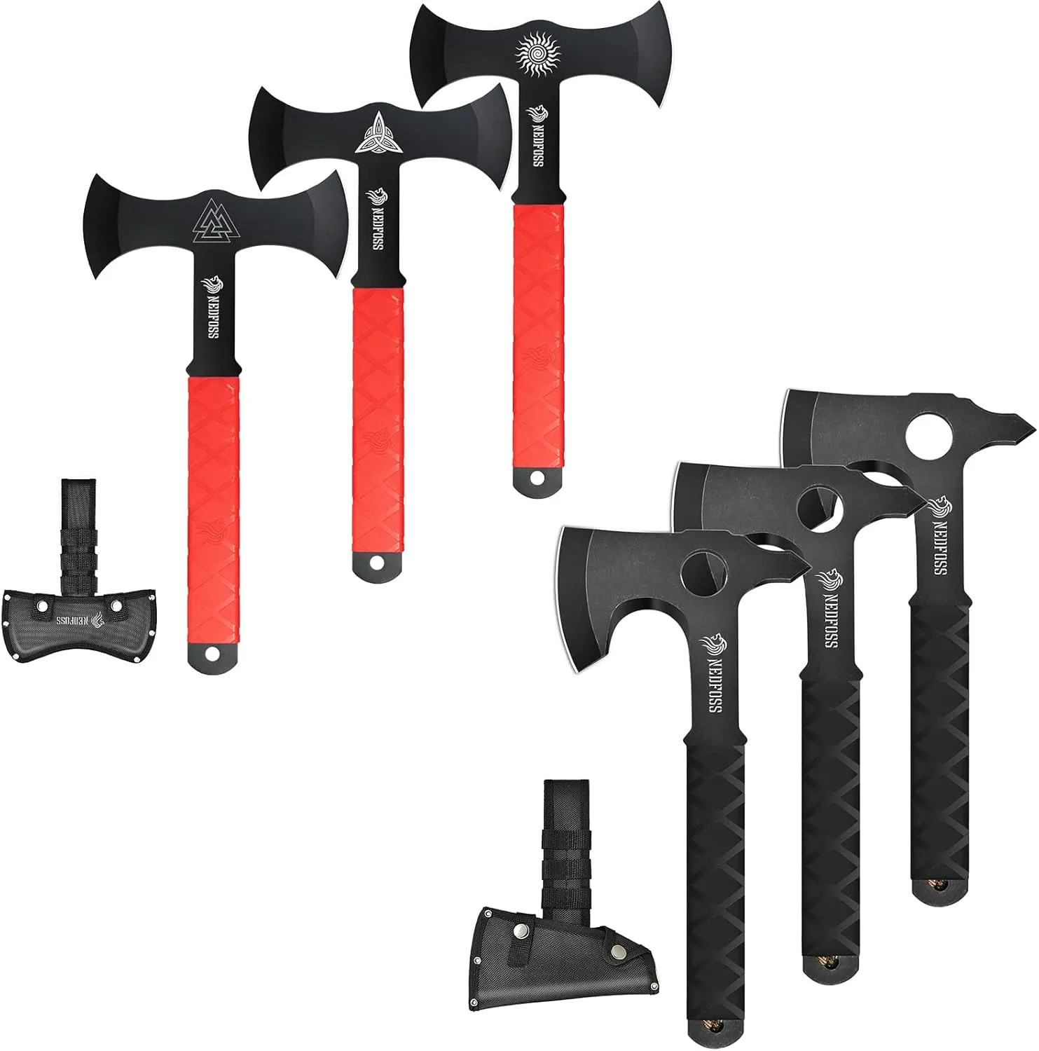 NedFoss Throwing Axes, 6 Pack Throwing Axes and Tomahawks Set, with Axe Sheath for Competiton and Recreation