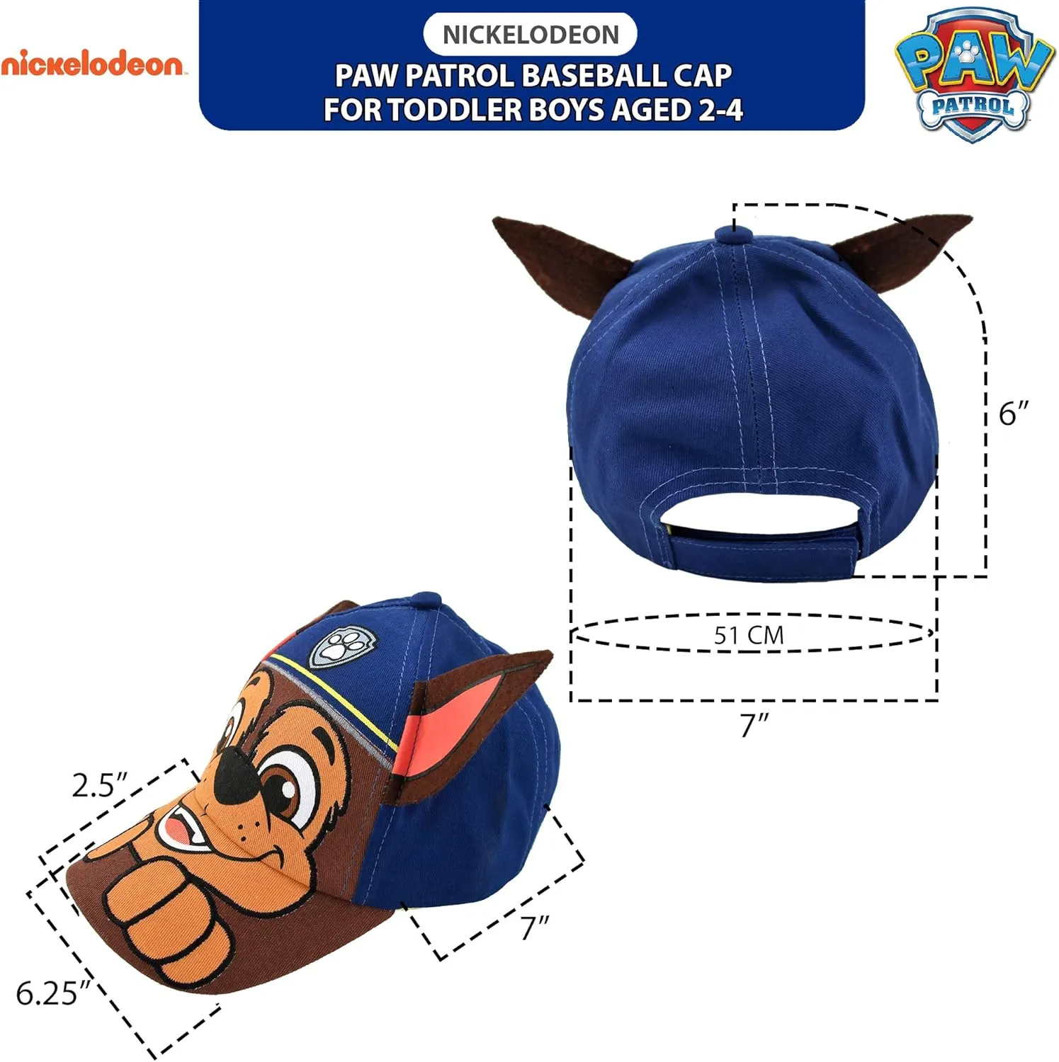Nickelodeon Baseball Cap, Paw Patrol Marshall Adjustable Toddler 2-4 Or Boy Hats for Kids Ages 4-7
